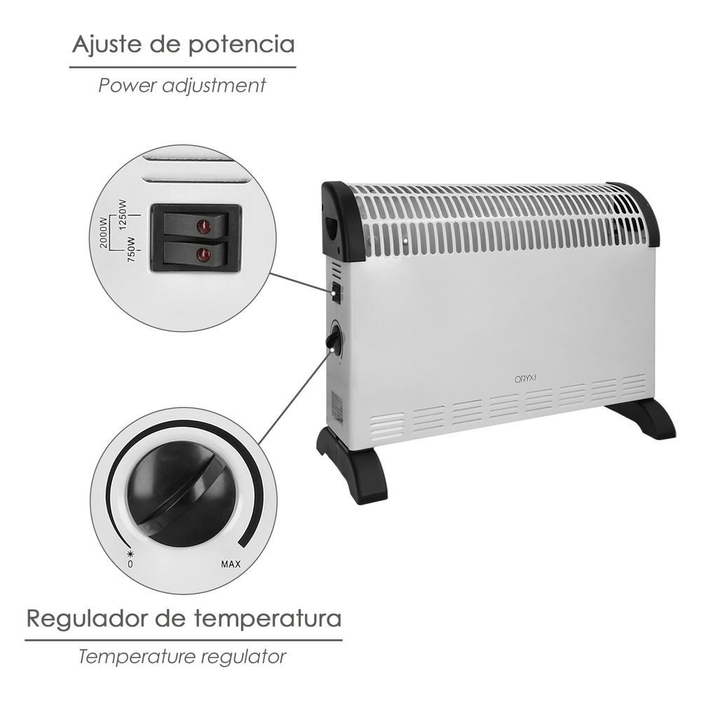 Termoconvector De Suelo Potencia de 750 / 1250 / 2000 Watt. programacion